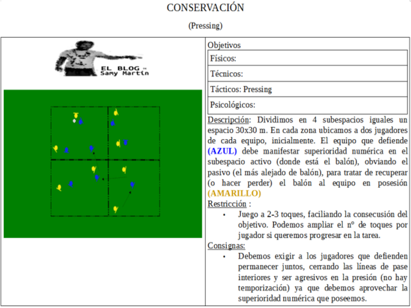 CONSERVACIÓN. OBJETIVO: PRESSING