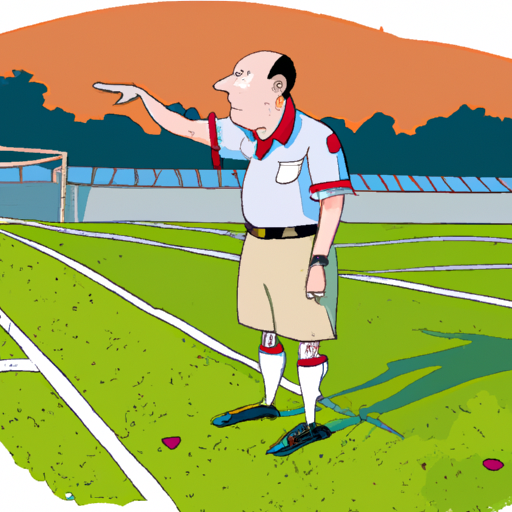 Ilustración. Un sargento dando órdenes en un campo de fútbol