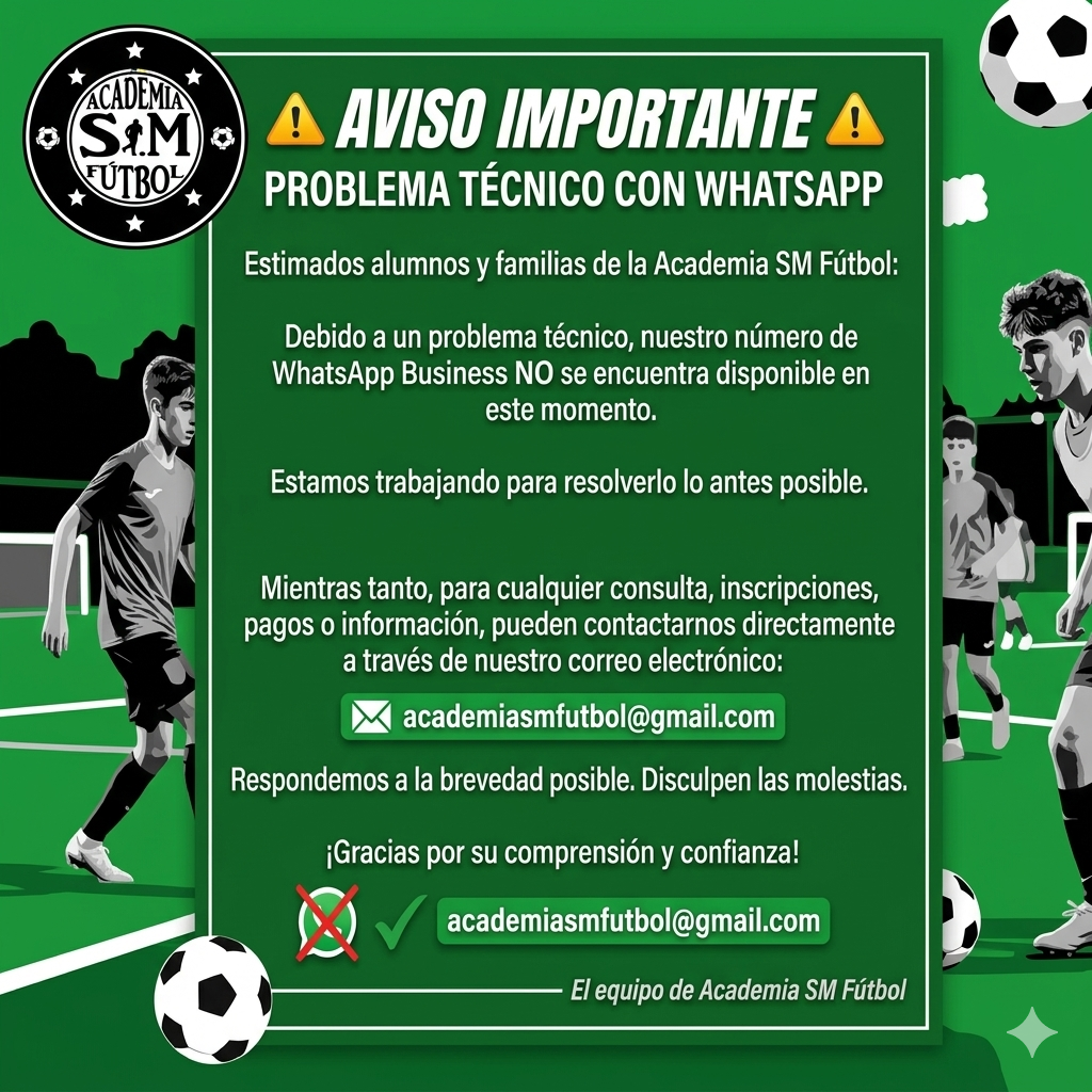 ⚠️ Aviso importante: WhatsApp temporalmente no disponible
